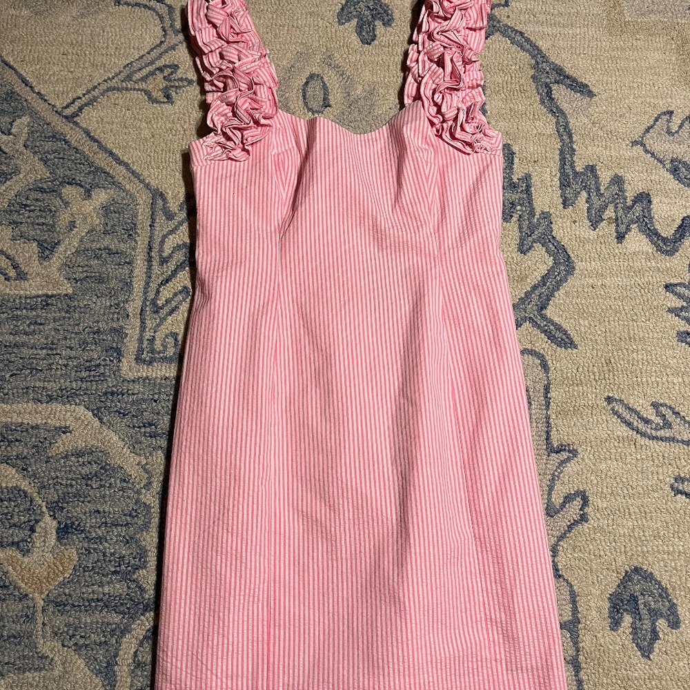 NWT Lilly Pulitzer pink ruffle seersucker dress